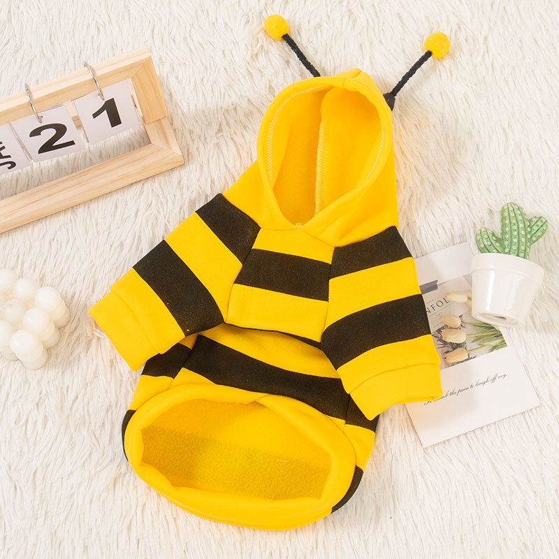 Dog clothes with thickened velvet can pull bees hoodies and cat clothes