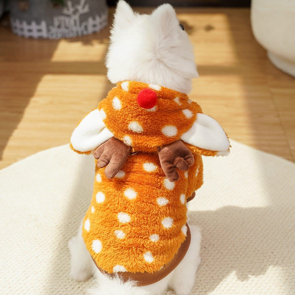 Pet Dog Cat Christmas Cat Clothes Elk Autumn and Winter Plush Medium Dog Fighting Cat Supplies Transformation Clothes
