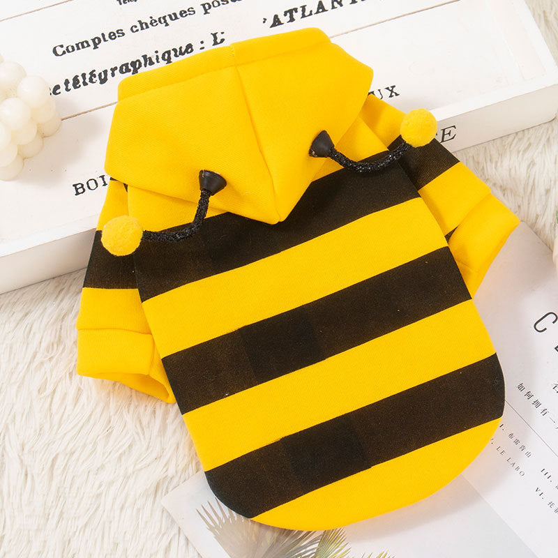 Dog clothes with thickened velvet can pull bees hoodies and cat clothes