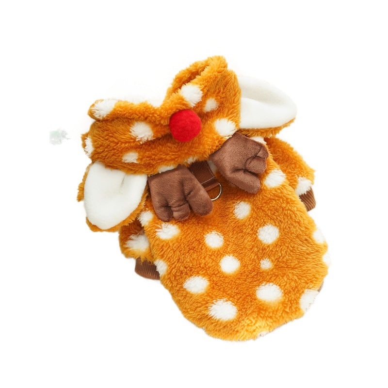 Pet Dog Cat Christmas Cat Clothes Elk Autumn and Winter Plush Medium Dog Fighting Cat Supplies Transformation Clothes