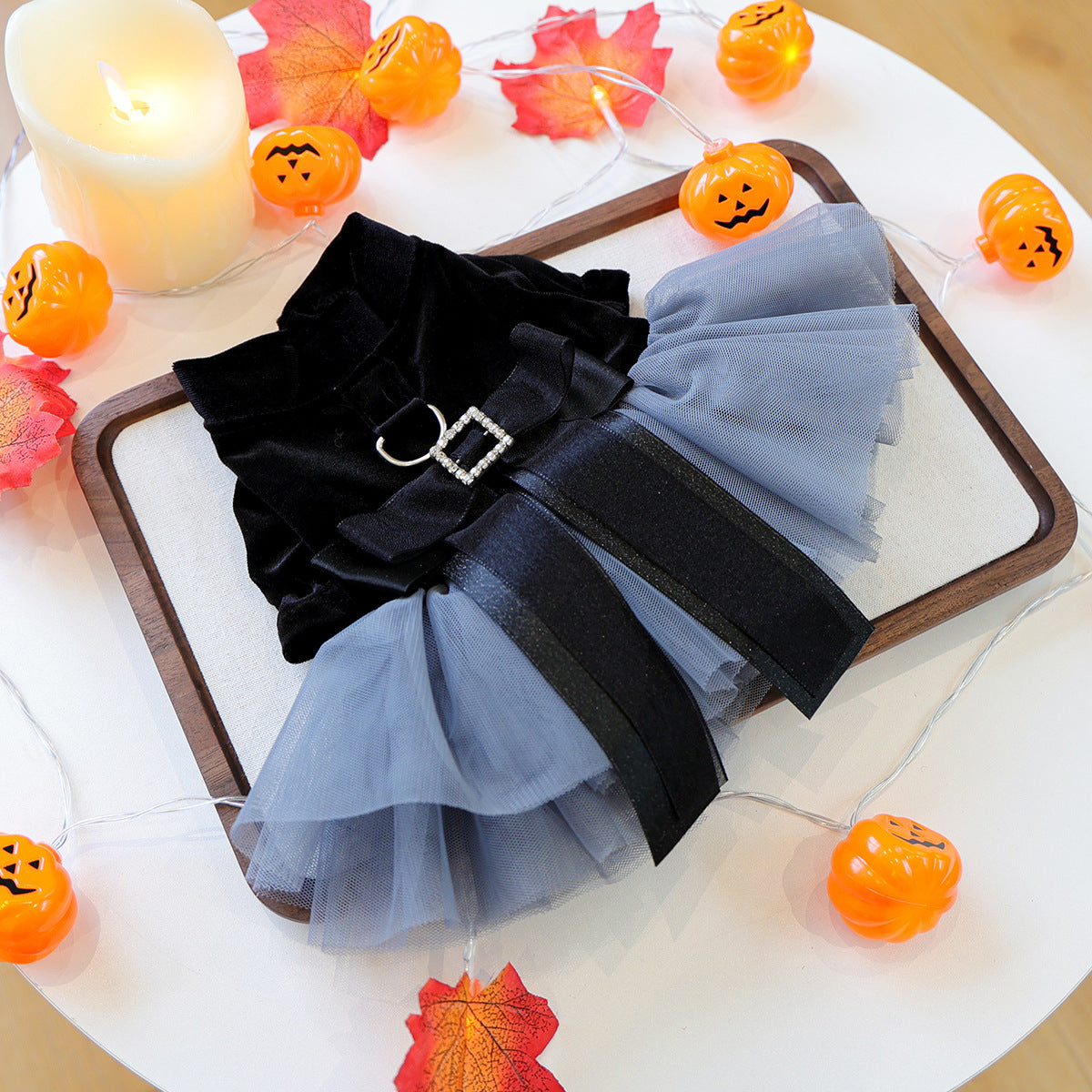 Pet Clothes Spring Autumn Small Dog Puppy Holiday Party Costume Dark Series Phantom Wedding Dress