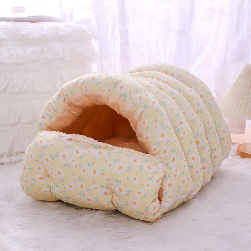 Warm Cat Bed with Detachable Cat Sleeping Bag Plus Velvet Thickening Warm Dog Bed