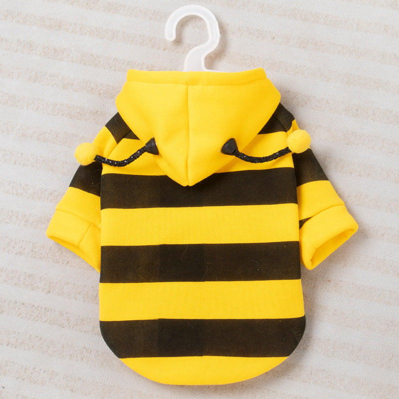 Dog clothes with thickened velvet can pull bees hoodies and cat clothes